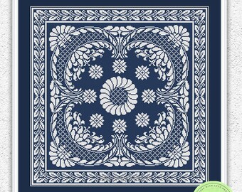 Monochrome cross stitch pattern Pillow cross stitch square embroidery design Antique style xstitch chart Digital PDF download #451*