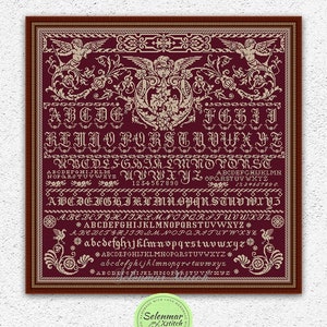 Monochromes Quäker-Sampler-Kreuzstichmuster