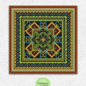 Muestra de almohada contado patrón de punto de cruz Alfombra punto de cruz diseño de bordado cuadrado Sampler punto de cruz Gráfico xstitch antiguo #S103