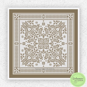 Patrón de punto de cruz monocromo Almohada punto de cruz Sampler diseño de bordado de punto de cruz Adorno antiguo frondoso gráfico xstitch cuadrado #472