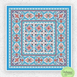 Muestra de almohada floral contado patrón de punto de cruz Adorno de flores diseño de bordado cuadrado Funda de cojín de flores xstitch chart #S8