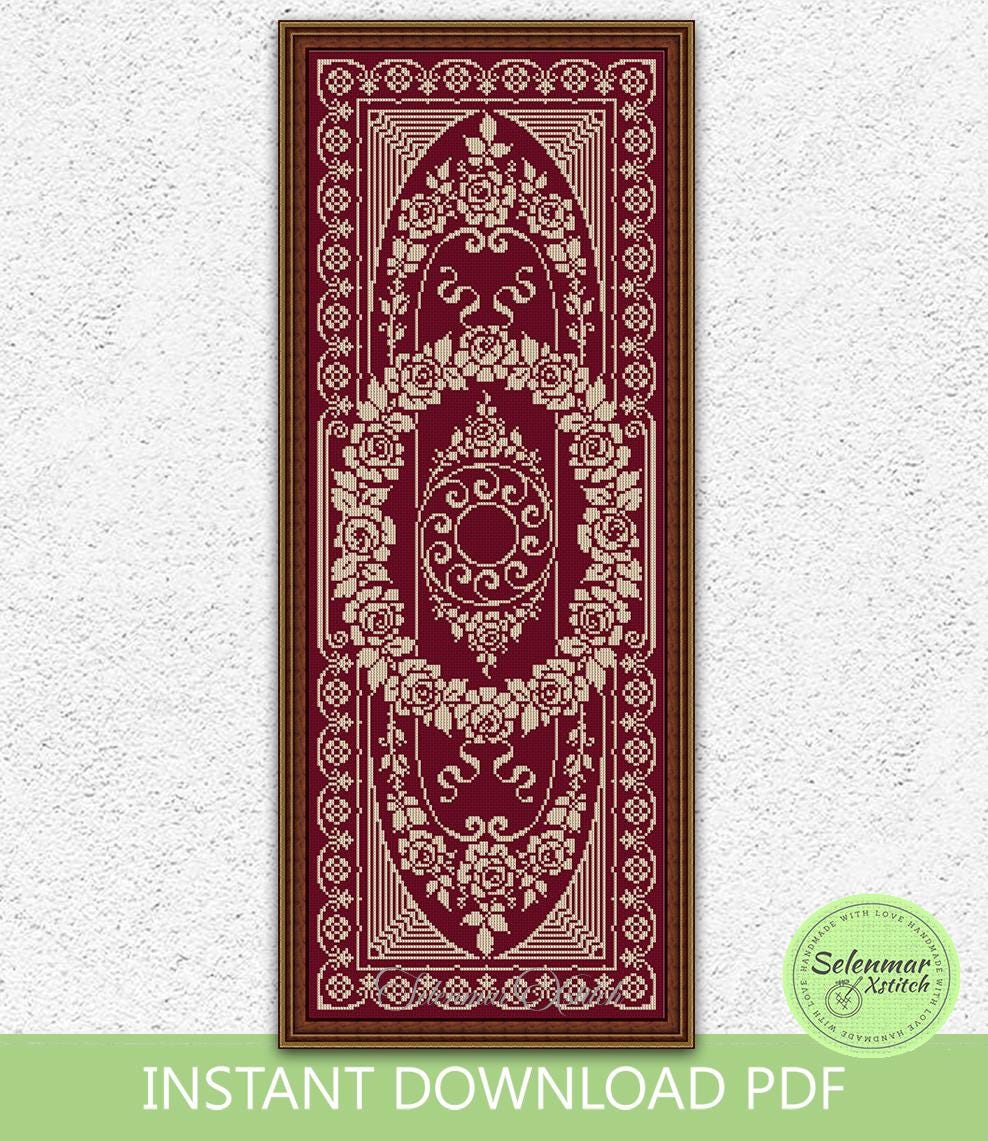 Roses Monochrome Cross Stitch Pattern Victorian Roses Vintage