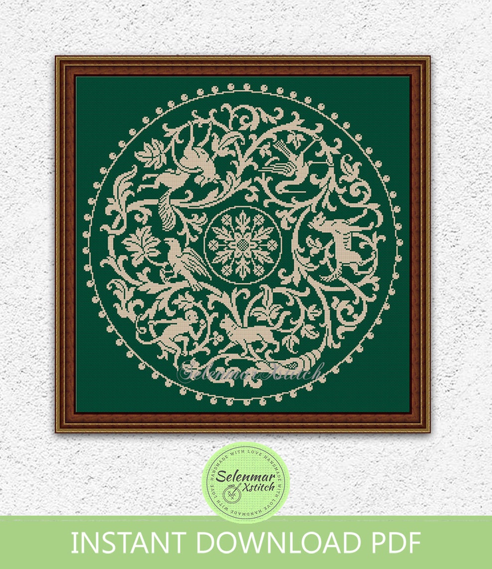 Monochrome Animal Ornament Counted Cross Stitch Pattern Monochrome