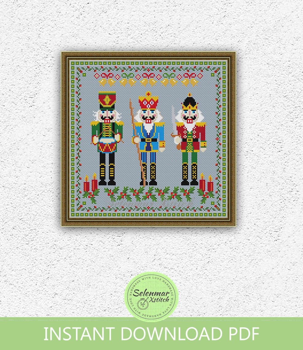 Nutcracker Cross Stitch Pattern Christmas Sampler Embroider Design ...