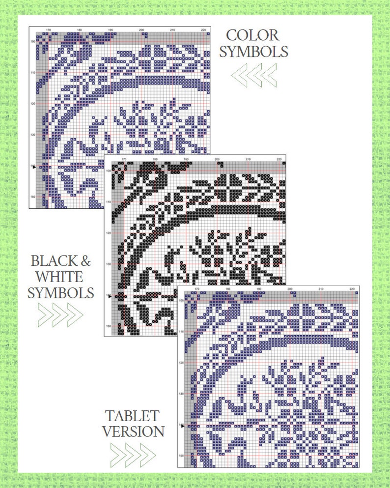 Monochrome cross stitch pattern Mosaic Tile cross stitch Square embroidery sampler Antique ornament xstitch chart Digital PDF download S94 image 8