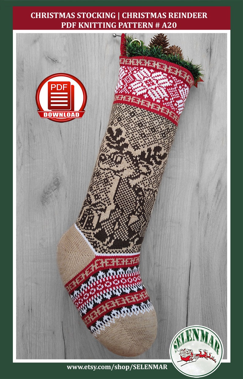 Pattern Knitted Fair Isle Christmas Stocking Modern Holiday Etsy