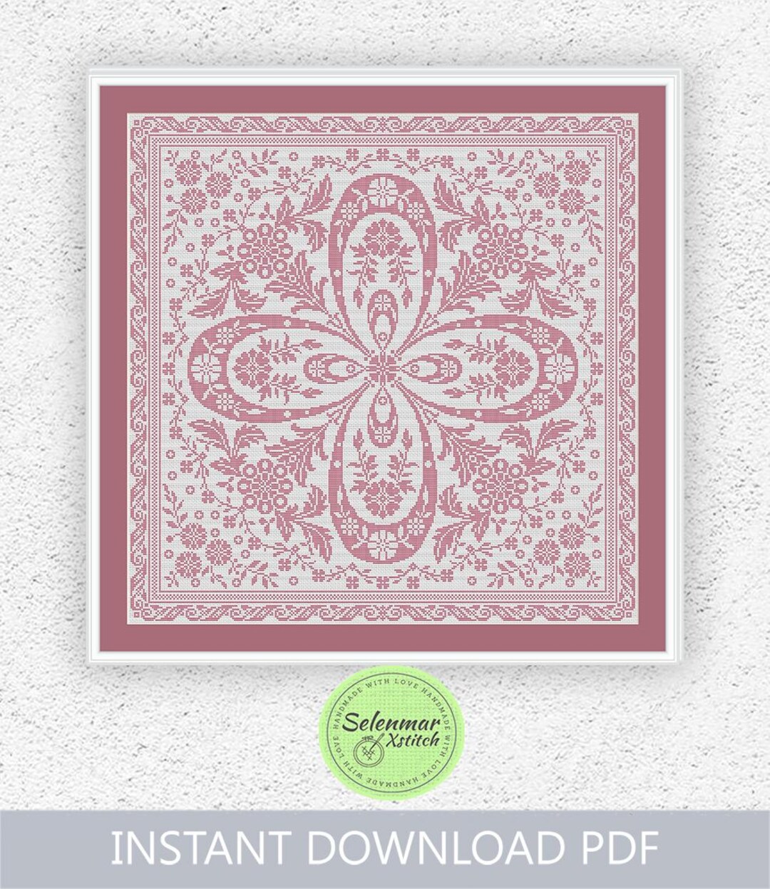 Floral Monochrome Cross Stitch Pattern Flowers Geometric Motifs
