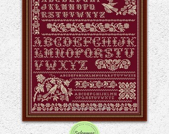 Birds Monochrome Cross Stitch Pattern Quaker Cross Stitch Vintage
