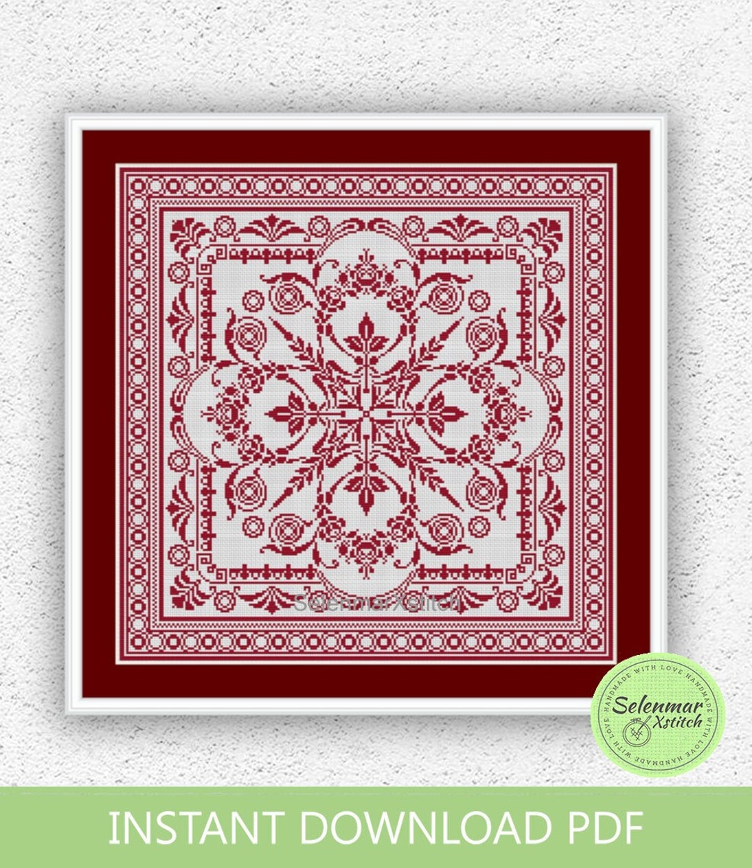 Floral Monochrome Cross Stitch Pattern Pillow Cross Stitch Etsy