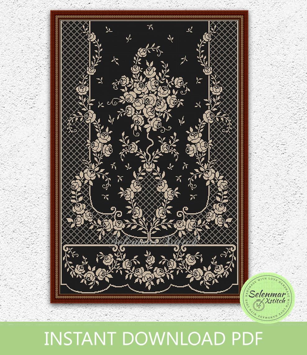 Roses Monochrome Cross Stitch Patterns Floral Vintage Embroidery