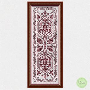 Geometric Monochrome Cross Stitch Pattern Leaves Ornament Embroidery Large Counted Xstitch #S328