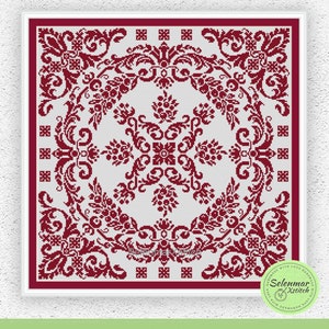 Monochrome cross stitch pattern Pillow cross stitch square embroidery design Antique ornament xstitch chart Digital PDF download 275 image 4