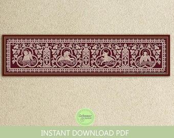 Religious Monochrome Cross Stitch Pattern Four Evangelists