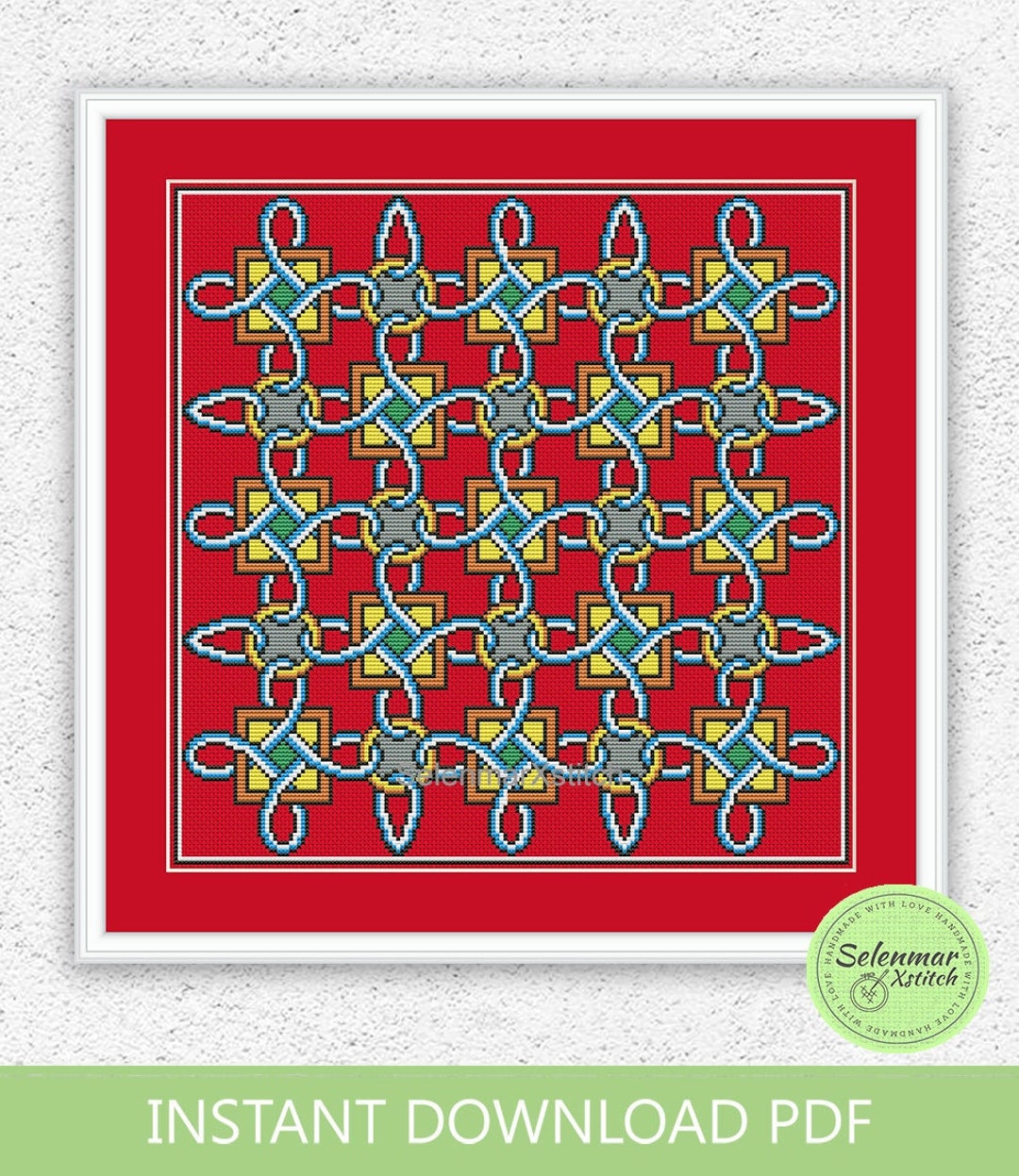 Celtic Knot Cross Stitch Pattern Celtic Ornament Square Etsy