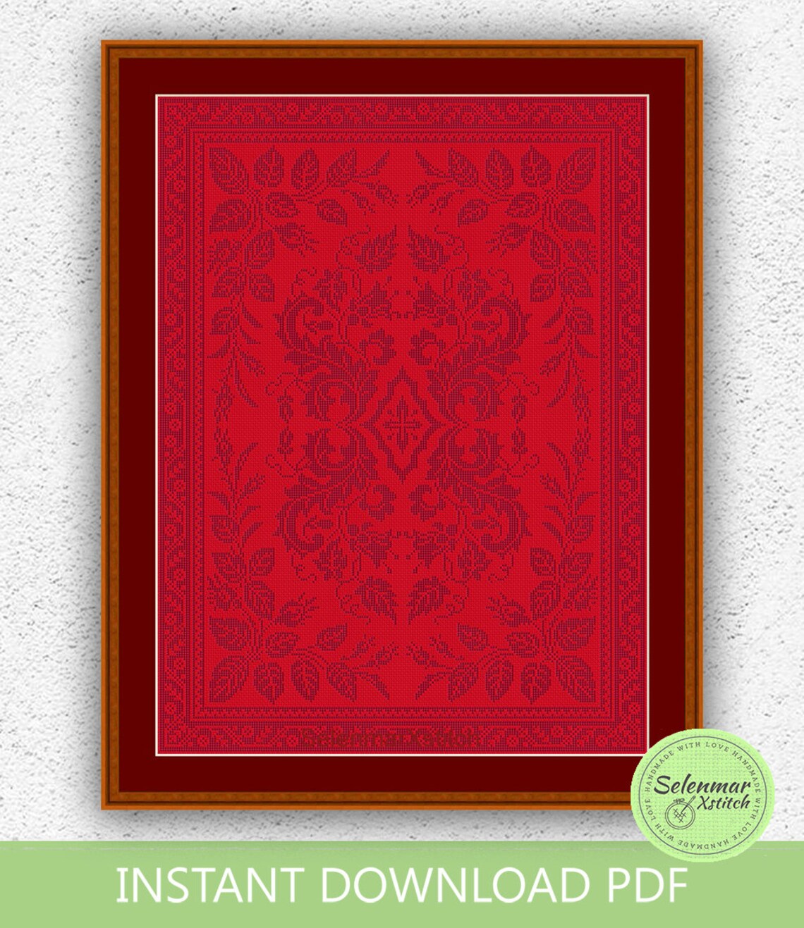 Leafy Monochrome Cross Stitch Pattern Botanical Embroidery Etsy