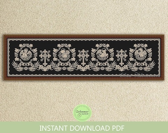 Religious monochrome cross stitch pattern Medieval Christian sampler embroidery Four Evangelists counted xstitch Large cross stitch #S436