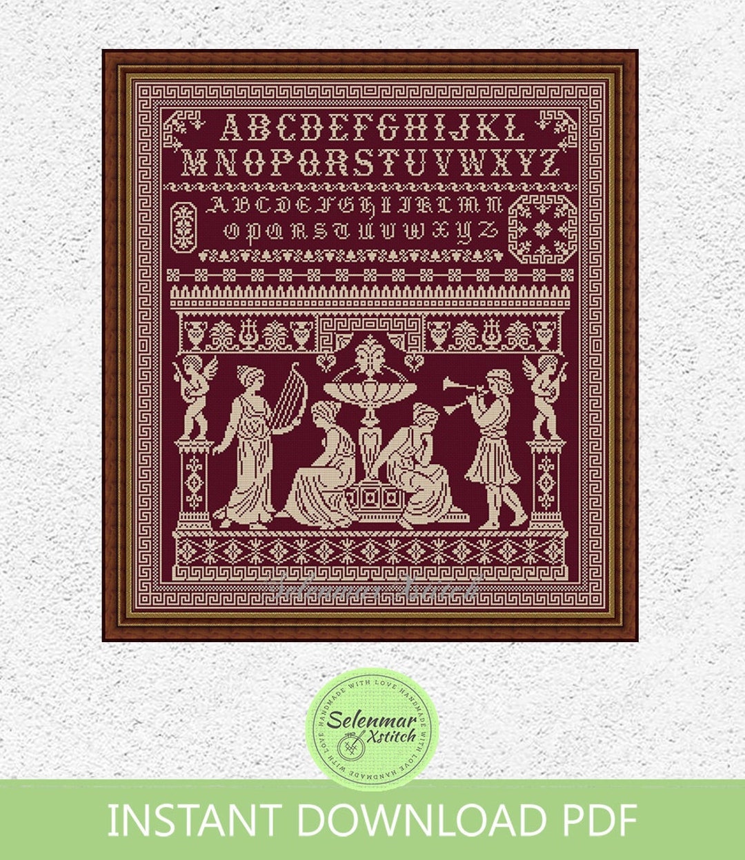 【希少1970s・一点物】錫製カエルx竹xステン・ブックエンド 安定の1kg Antique Monochrome Cross Stitch Pattern Goddesses Cross Stitch
