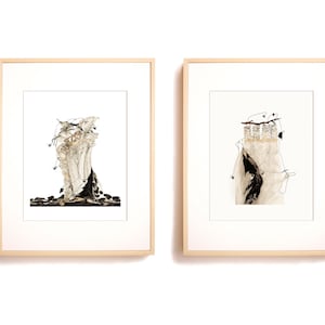 Signierte Drucke 2er Set, signierte abstrakte Drucke, Kunstdrucke Set Schwarz und Weiß, Abstrakte Drucke 2er Set, Schwarz-Weiß Drucke 2er Set
