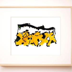 Minimal Art Print, Abstract Figures, Yellow Wall Art, Home Decor Modern, Contemporary Interior Art, Abstract Art Print - Signed