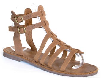 Greek High Gladiator Spartan Sandals Women Men handmade | Etsy