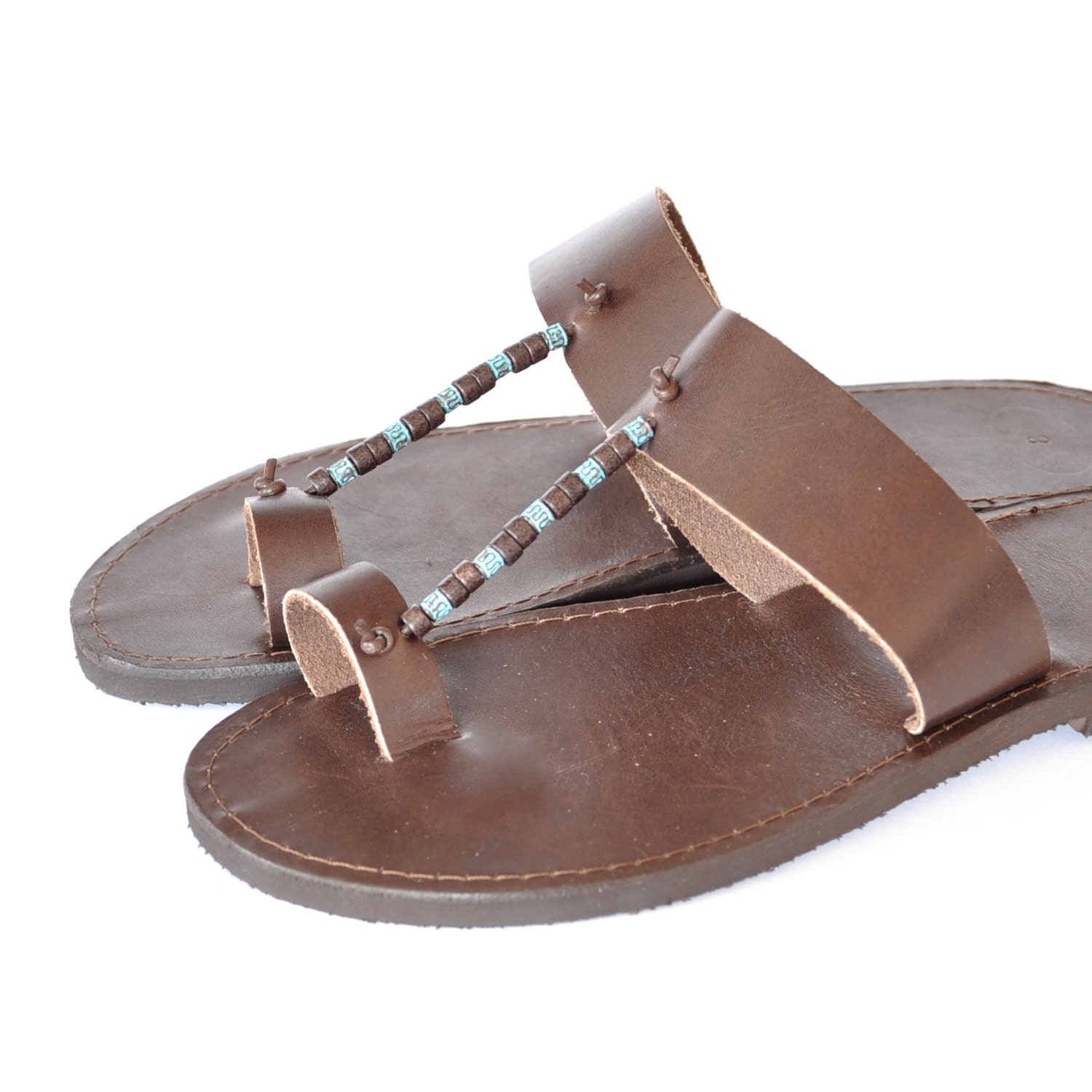mens toe ring leather sandals