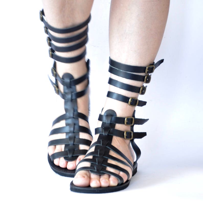 GLADIATOR HIGH Roman Greek handmade leather sandals Slim Sandals Handmade Sandals Gift for Her Made from 100/% Genuine Leather in Greece