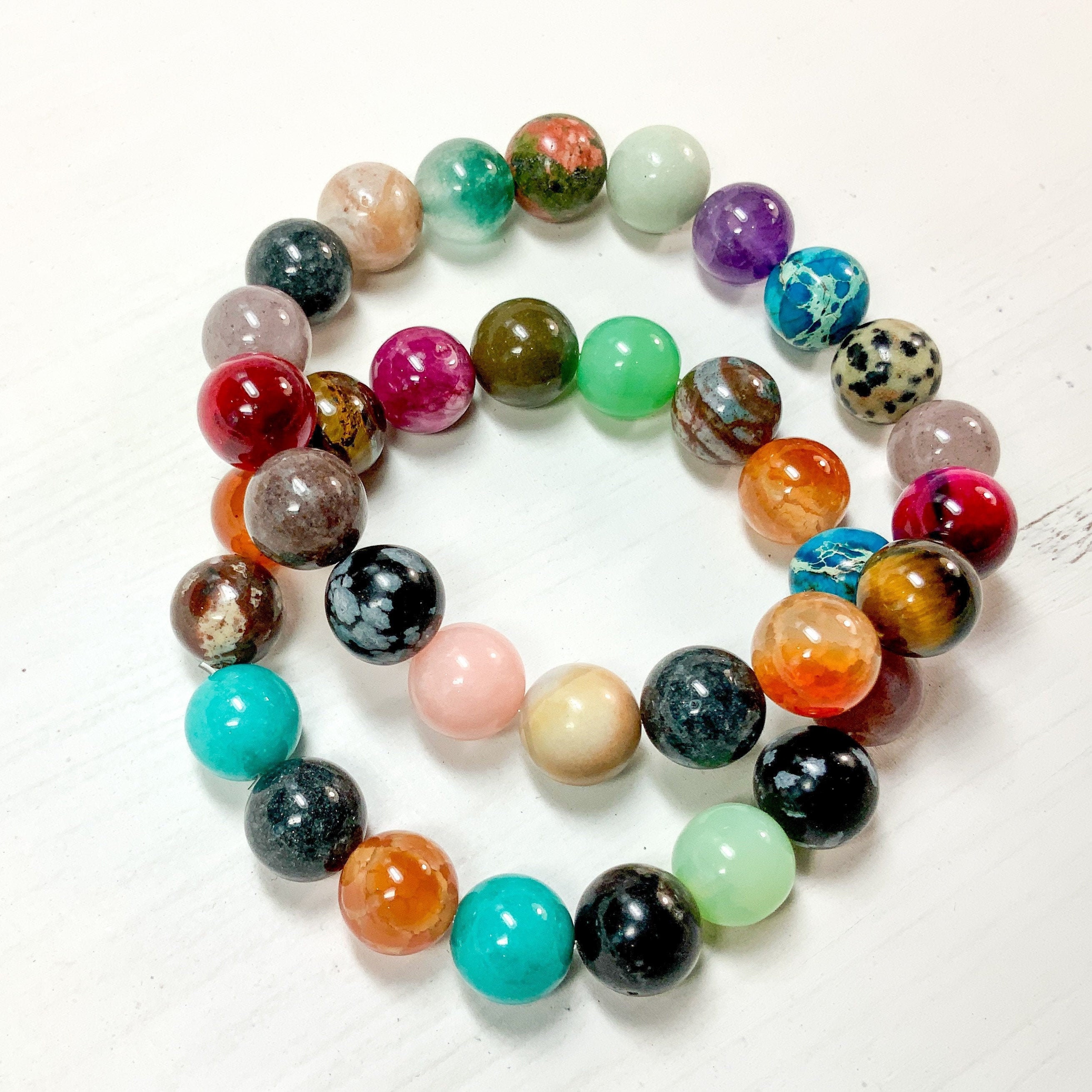Rainbow stone colorful bracelet Custom stretch bracelets | Etsy