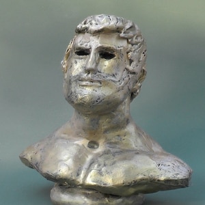 Ancient Dudeness Male Weathered Bust Statue Acrylic Paint on Polymer Clay