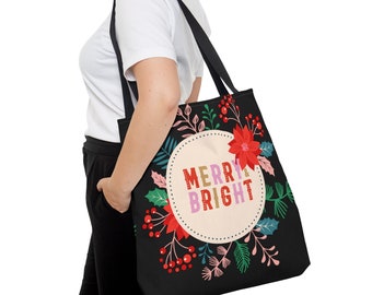 Merry Bright Christmas Tote Bag, Gift Bag