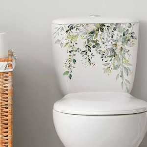 Leaves Bathroom Decal Sticker • Toilets, Draws, Cupboards, Tiles, Walls • Green Waterfall Leaves •