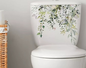 Leaves Bathroom Decal Sticker • Toilets, Draws, Cupboards, Tiles, Walls • Green Waterfall Leaves •