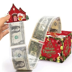 Boîte cadeau de Noël à retirer en argent liquide • Kit de bricolage incl. 30 pochettes pour billets d'avion individuelles • Dons en espèces •