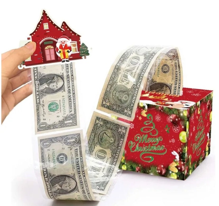 Boîte-cadeau de Noël à retirer en argent liquide • Kit de bricolage incl. 30 pochettes pour billets d'avion individuelles • Dons en espèces •