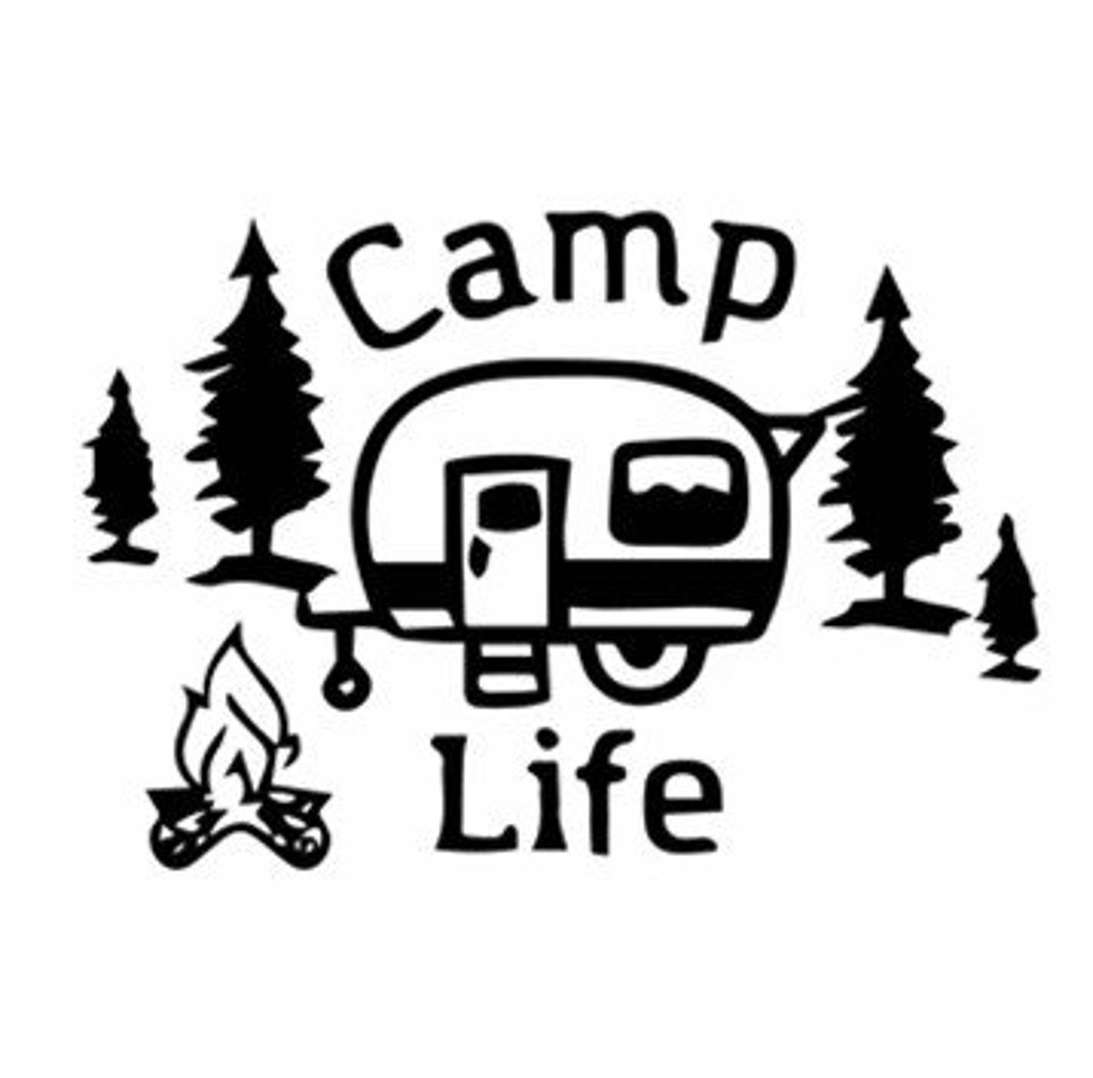 COLOUR WHITE Happy Camper Vehicle, Trailer, Caravan Decal Sticker 16cm ...