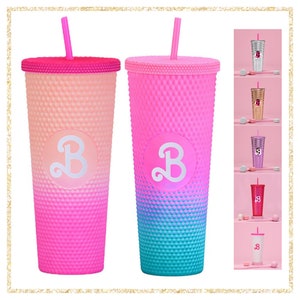 Pretty Puffs 16oz Tumbler With Straw Hot Pink/purple/red Custom