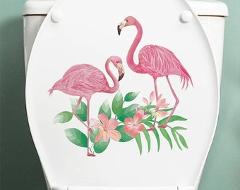 Flamingo Tropical Bathroom Decal Sticker • Toilets, Draws, Cupboards, Tiles, Walls •