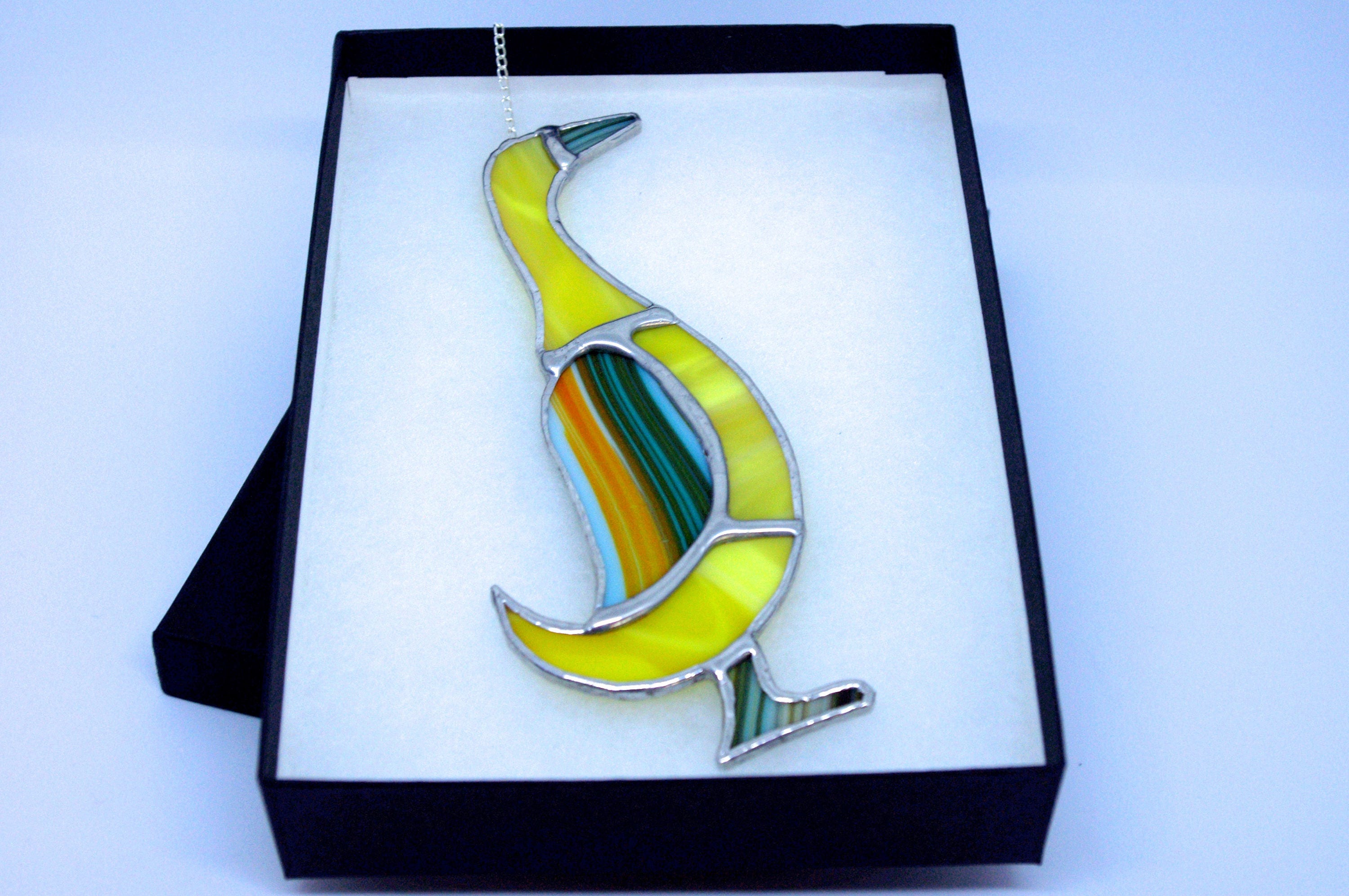 Yellow Indian Runner Duck Stained Glass Suncatcher Wall Decoration