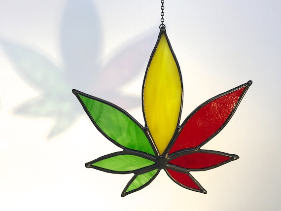 Rasta Hemp Leaf Suncatcher Home Decor, Birthday Gift, Window Ornament, Garden Decor