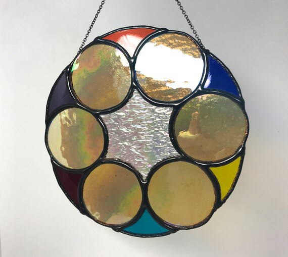 Fabulous And Stylish Roundel Of Stained Glass - Home Decor Suncatcher, Housewarming, Wedding Present, Modern Gift