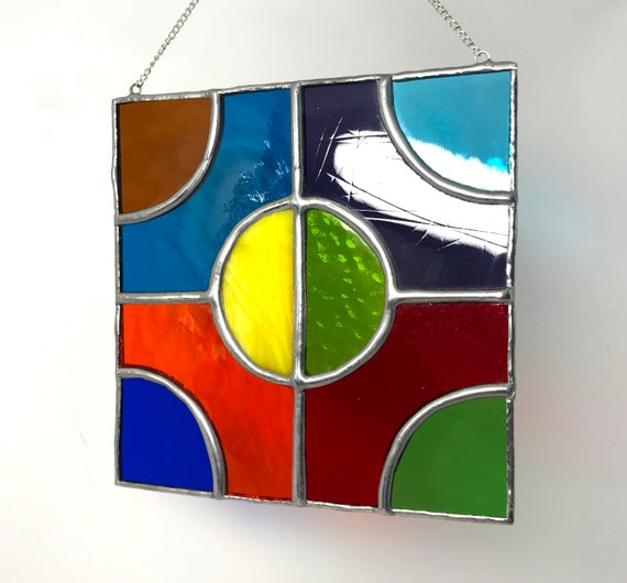 Rainbow Colours Jigsaw Stained Glass Suncatcher, Wall Art Home Decor, Garden Ornament
