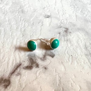 Blue Turquoise Black Onyx Small Stud Earrings, Silver 925, Gift for Her (Colours available)