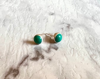 Blue Turquoise Black Onyx Small Stud Earrings, Silver 925, Gift for Her (Colours available)