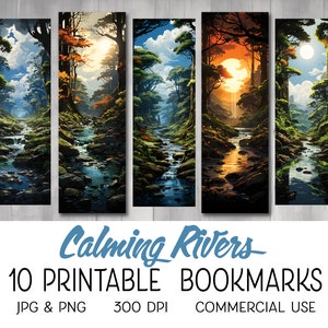 Calming River 10 Printable Bookmarks, Digital Download Bookmark Pages ...