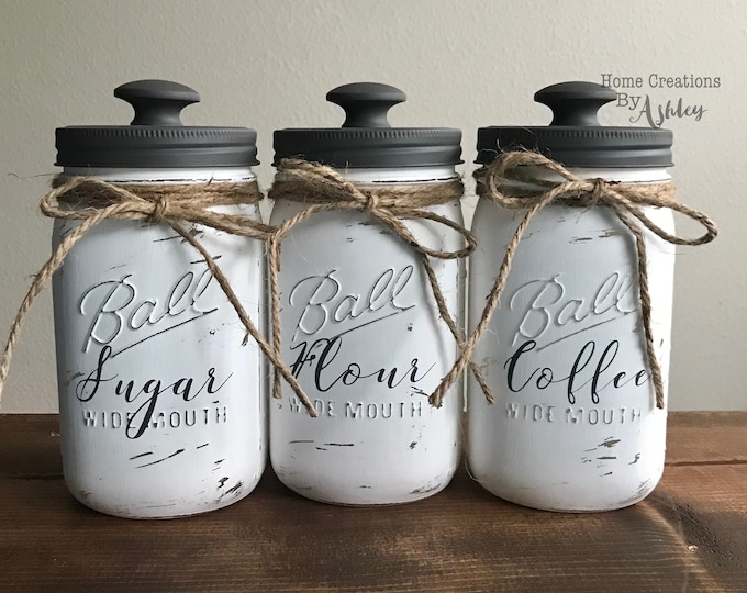 Rustic Mason Jar Dry Goods Containers / Farmhouse Mason Jars / Country