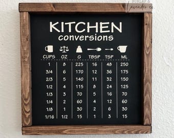 Farmhouse Kitchen Conversion Sign/Kitchen Sign/Kitchen Conversion Sign/Rustic Kitchen Sign/Farmhouse Kitchen Sign/Wood Kitchen Sign
