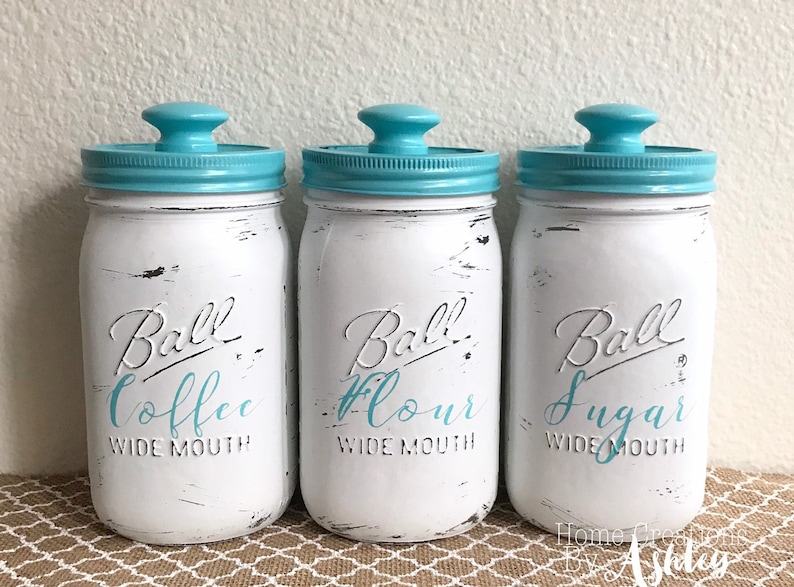 Rustic Mason Jar Dry Goods Containers / Farmhouse Mason Jars / Etsy