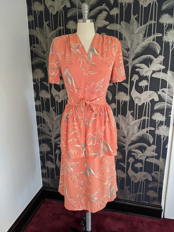 1940's Novelty Print Two Piece Day Dress matching