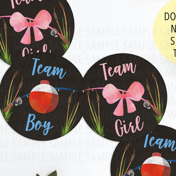 Bobbers or Bows Gender Reveal Sticker, Fishing Gender Reveal Decor, Girl Team Team Boy Fish, Bobbers or Bows Voting Sticker, Gender Vote