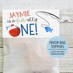 Ofishally One Bag Topper, Angeln Geburtstag Party Favor Topper, O Fish Ally Geburtstagszubehör, Fisch Geburtstag 1. Geburtstag Dekoration