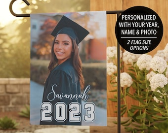 Senior Photo Garden Flag, Senior Flag, Personalized 2024 Senior Sign, Senior Parent Gift, 2024 Graduate Banner, Graduation Photo Sign